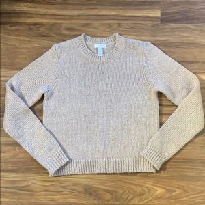 Leith Metallic Pink Shimmer Crewneck Sweater